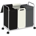 thumbnail image 3 of (2 pack) Nefoso 3 Section Laundry Hamper with Lid and Wheels, 150L Large Laundry Basket Sorter Cart with Handle, Clothes Storage, Multicolor, 3 of 12