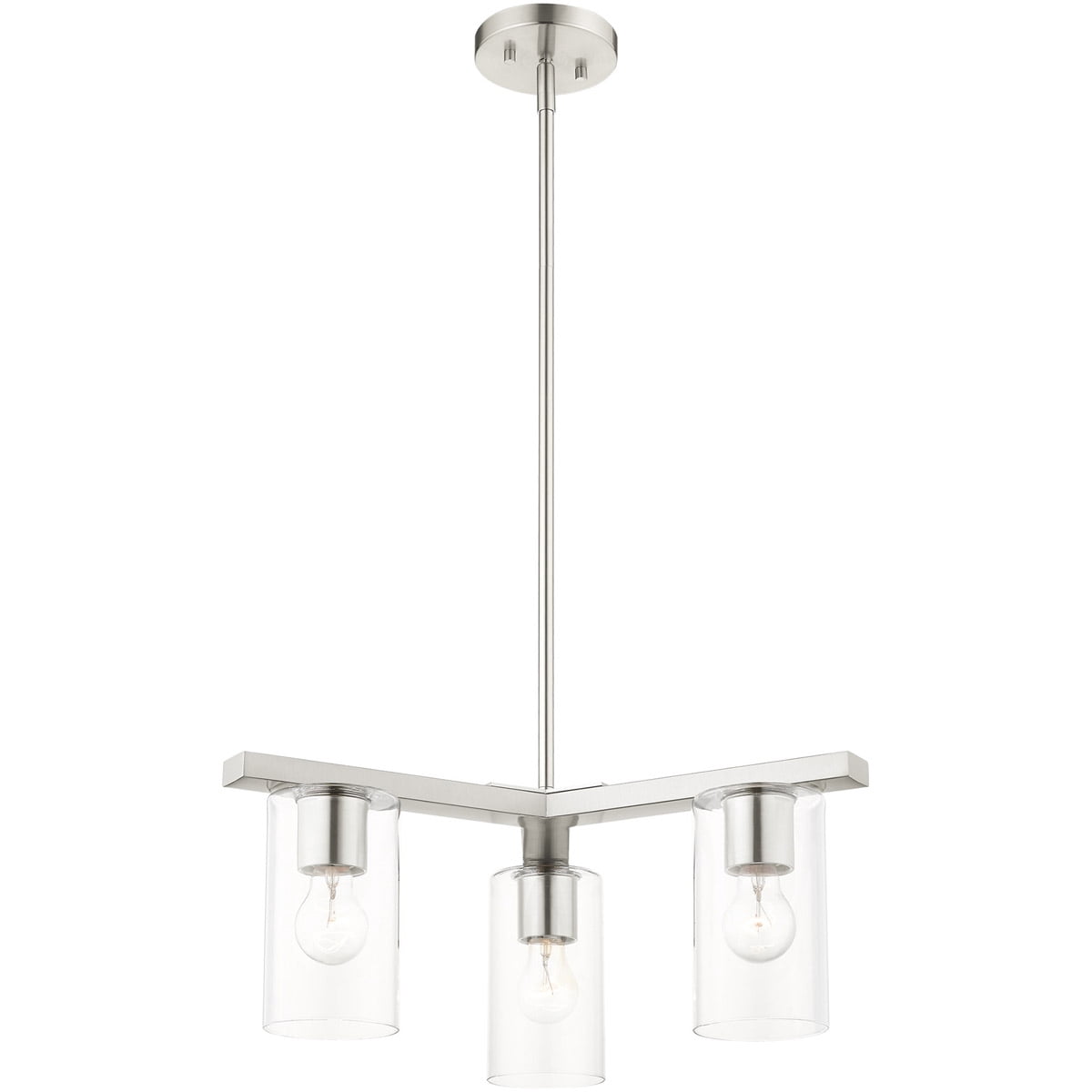 3 Light Brushed Nickel Chandelier with Clear Glass Shade
