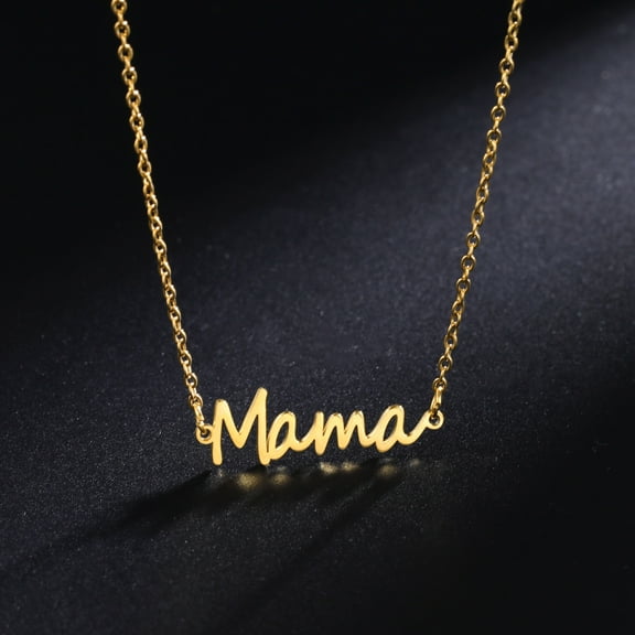 Letter Word MAMA Pendant 14K Yellow Gold Necklace for Women Mothers Love Gifts Mom Golden Silver Color Jewelry Accessories