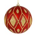 thumbnail image 1 of Vickerman N188003D 4 in. Red Matte Ball Ornament with Glitter Diamond Pattern  4 per Pack, 1 of 1