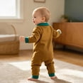 thumbnail image 6 of CAUYDY Newborn Boy Picture Outfit Baby Sleepers 6 9 12 18 Months Preemie Clothing Long Sleeved Romper Fall Winter Infant Boys Pajamas Toddler Bodysuit Brown for Sizes 18-24 Months, 6 of 9