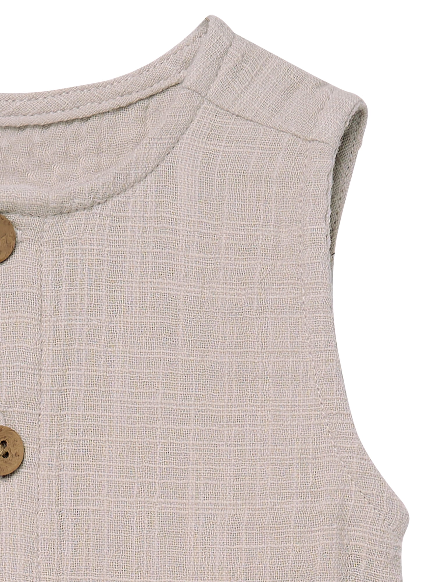 Modern Moments by Gerber Baby Boy Sleeveless Henley Romper, Sizes 0/3 Months - 24 Months