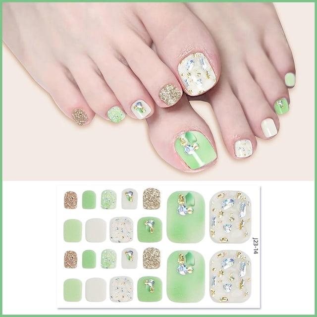 22Pcs/Sheet Removable Toe Nail Fake Nail Art Fake Nails French Nails Nail Mani Press Set