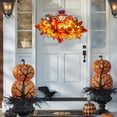 thumbnail image 2 of geerera Halloween Wreath with lights, Maple Leaf and Pumpkin Wall Hanging, for Front Door Decor, Harvest Festival Display, Seasonal Arrangement, 2 of 6