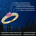thumbnail image 2 of Gem Stone King 14K Two Tone Gold Pink Created Sapphire and Lab Grown Diamond Engagement Ring for Women | 1.43 Cttw | Round 5MM | Gemstone September Birthstone | Size 6, 2 of 6