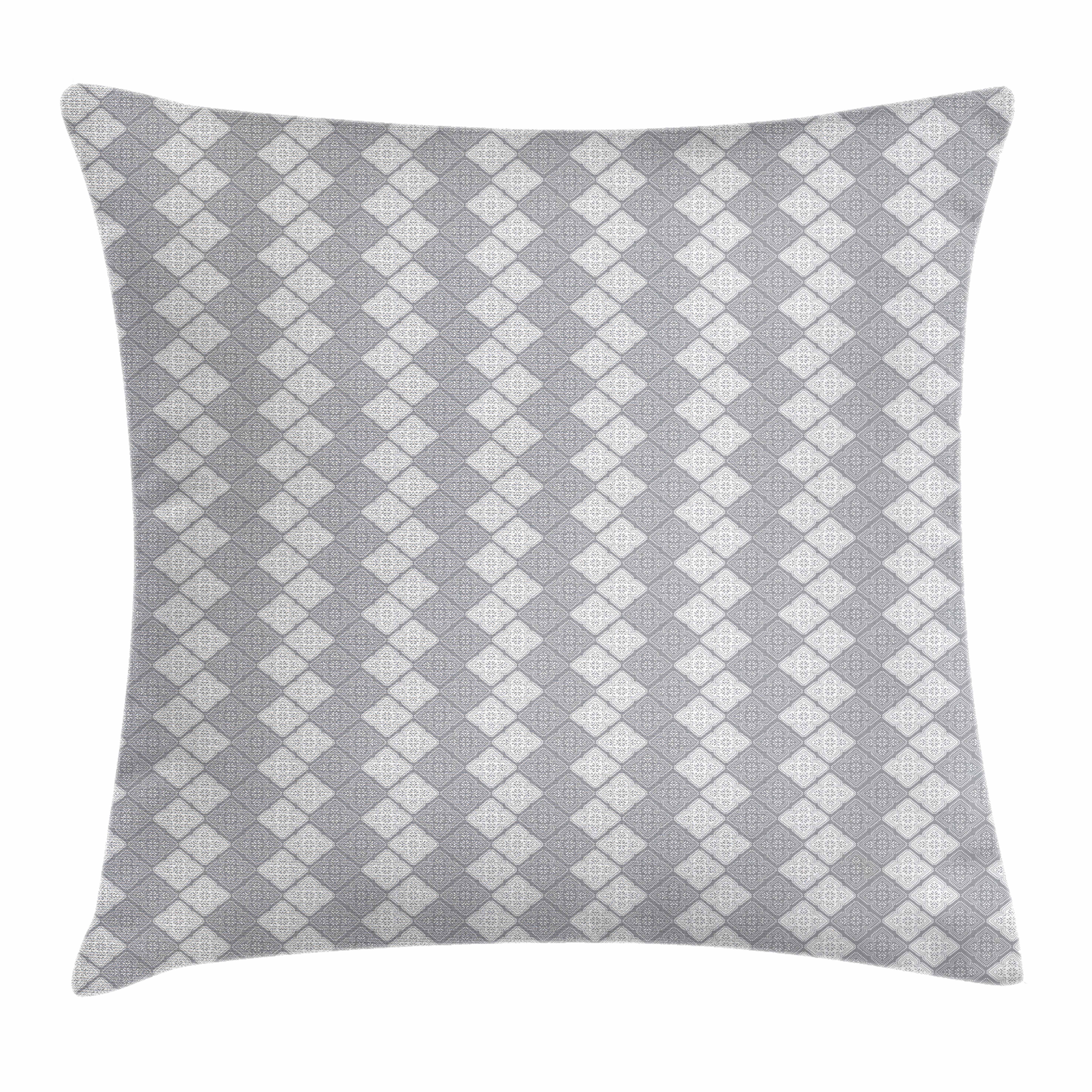 Geometric Throw Pillow Cushion Cover, Greyscale Floral Pattern with