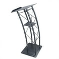 thumbnail image 4 of Miumaeov 47" Curved PodiumWrought Iron Paint Metal Table Top with Cup Holder for Conference Pulpit Church Lectern, 4 of 12
