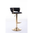 thumbnail image 4 of 2 Bar Stools, Black Velvet With Golden Legs, Swivel And Adjustable Height, Footrest Base Included Upholstery, Height Adjustable, &, 4 of 7