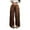 Brown, variant on Womens Pants Olive Green Leopard Print Satin Fabric Drawstring Waist Wide-Leg Fit Casual Vacation Daily Errands Retro Style Trendy Pants