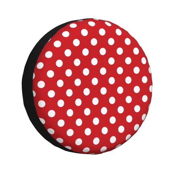 Logiee Red Polka Dot Print Spare Tire Cover, Universal Wheel Protectors,Waterproof Dust-Proof UV Sun Wheel Tire Cover,Fit for SUV, RV, Travel Trailer, Truck-14 inch