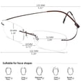 thumbnail image 2 of KOOSUFA Rimless Titanium Reading Glasses +4.00 Super Lightweight Eyeglasses Readers Frameless Eyewear for Men Women Coffee, 2 of 7