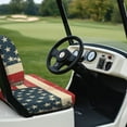 thumbnail image 4 of POLERO Universal Golf Cart Seat Covers Compatible with Ezgo Txt Front Seats, USA Flag Tea Stain Design Golf Cart Bench Seat Covers Breathable No Staples Needed, 4 of 8