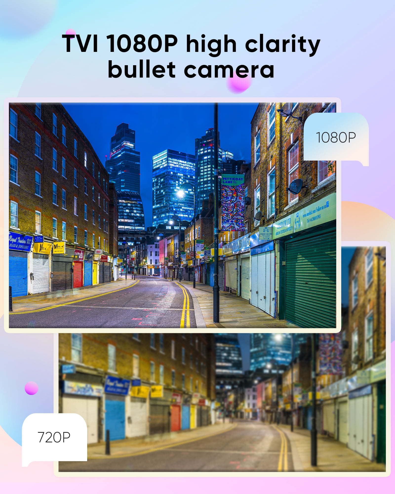 SANNCE Full Color Night Vision Security Bullet Camera, 4pcs 1080P TVI Wired CCTV Surveillance Camera for Home, Indoor Outdoor Use, Built-in 3500K Smart Warm Spotlight LED, 4 Cameras with Adapter & Ca