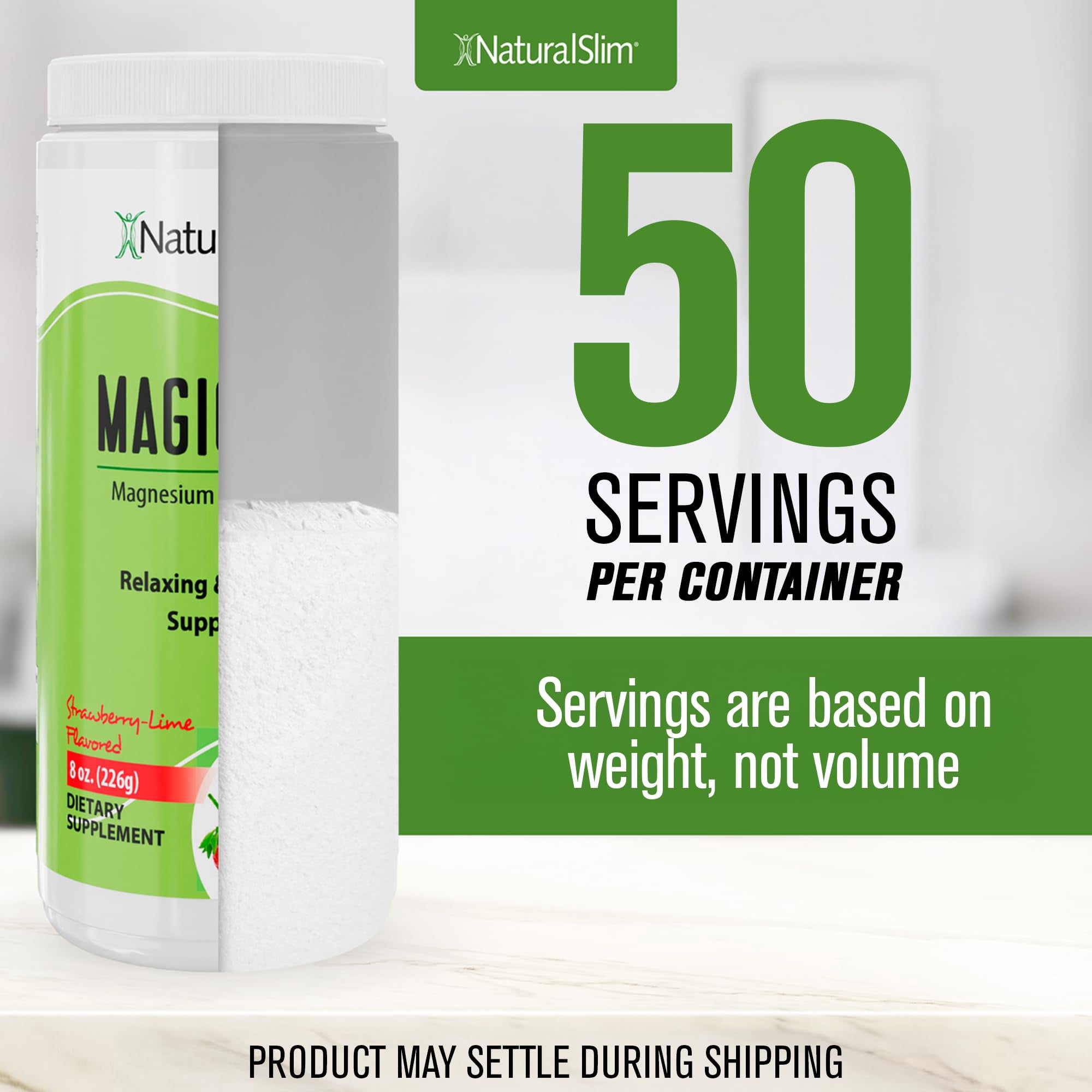 NaturalSlim MagicMag® Magnesium Citrate Powder - 2 Pack Anti Stress Drink Mix - 8oz