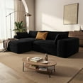 thumbnail image 6 of Cloud Sectional Couch with L-Shape Chaise,Modern Modular Sofa with Deep Seat, Upholstered Couches for Living Room Bedroom,No Assembly Required, Black (Corduroy Fabric), 6 of 8