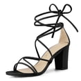 thumbnail image 1 of Sandalias De Tacón Grueso Ordón Arriba Correas De Tiras Para Mujeres Negro 36, 1 of 6