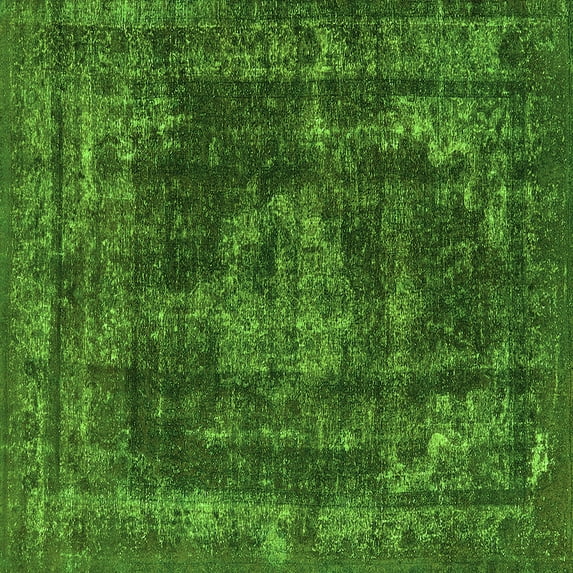Ahgly Company Indoor Square Oriental Green Industrial Area Rugs, 7' Square