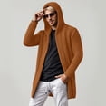 thumbnail image 2 of Fgnfyis Winter Jackets for Men Cardigan Sweater with Hood and High Neck Soft Warm Knit Pullover Mens Winter Coat Brown XXXL, 2 of 4