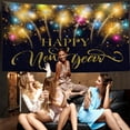 thumbnail image 2 of Happy New Year Party Backdrop Fabric Sign Poster Banner with Pattern Firework for New Year Party Decoration Photo Props Background Supplies, 2 of 5