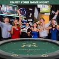 thumbnail image 2 of RayChee Round Poker Table Foldable, 8 Players Casino Leisure Card Game Table w/Stainless Steel Cup Holders & Padded Rails, Folding Texas Holdem Table for Blackjack Board Game (Black, 48 Inch), 2 of 7