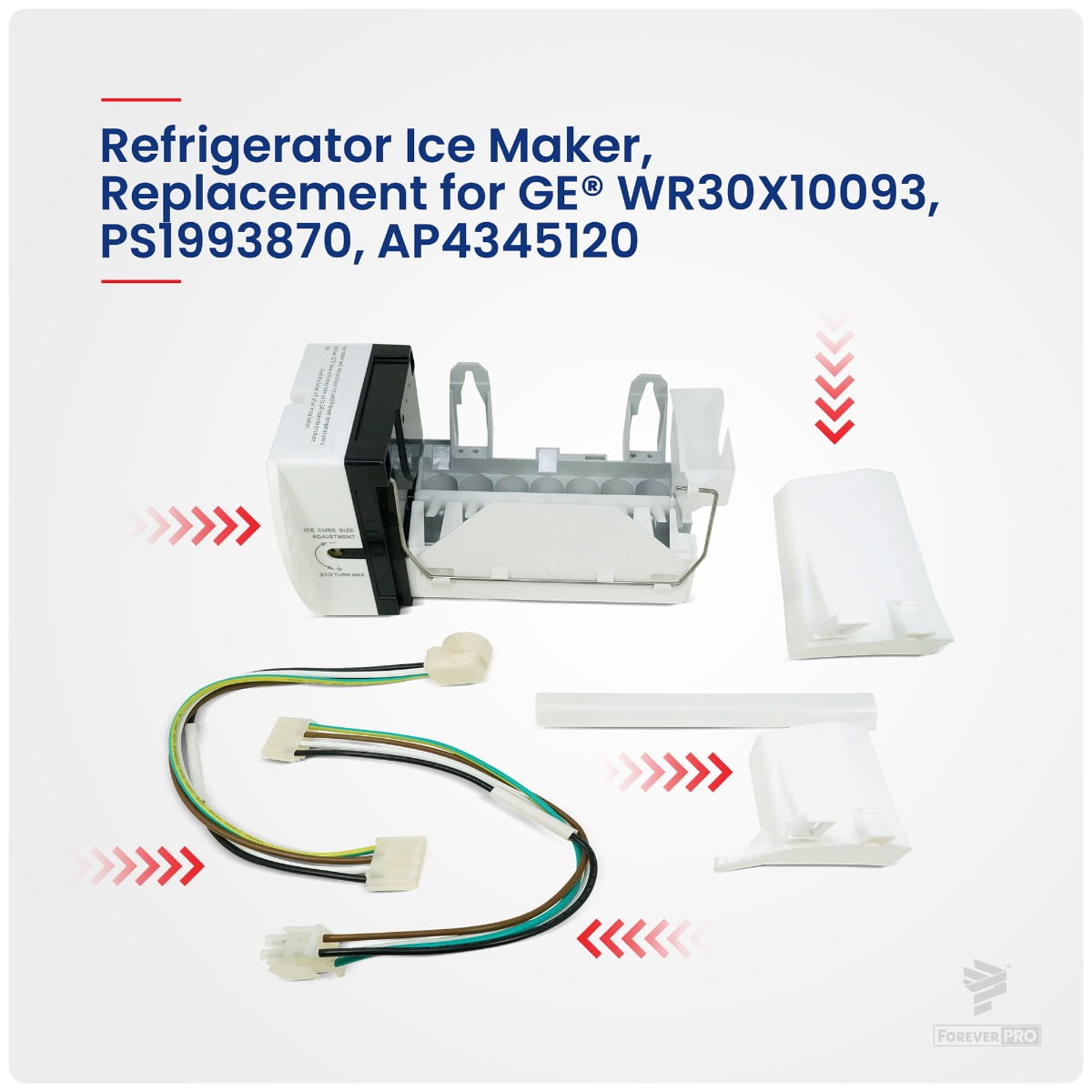 MaksPRO WR30X10093 Mech Icemaker Asm fits Refrigerator WR30X10061 WR30X10014 WR30X10012 1399596