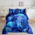 thumbnail image 2 of Erosebridal Ensemble de Literie Méduse de Mer, Ensemble de Couette Simple, Insert de Couette Faune Marine, Bleu, Réversible 2 Pcs, 2 of 7