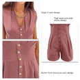 thumbnail image 3 of Mono De Verano Con Cuello En V, Color Puro, Ropa Cómoda, Mono Con Cuello En V Para Mujer, A La Moda Para Fiesta ANGGREK Marrón Rojo 2XL, 3 of 6