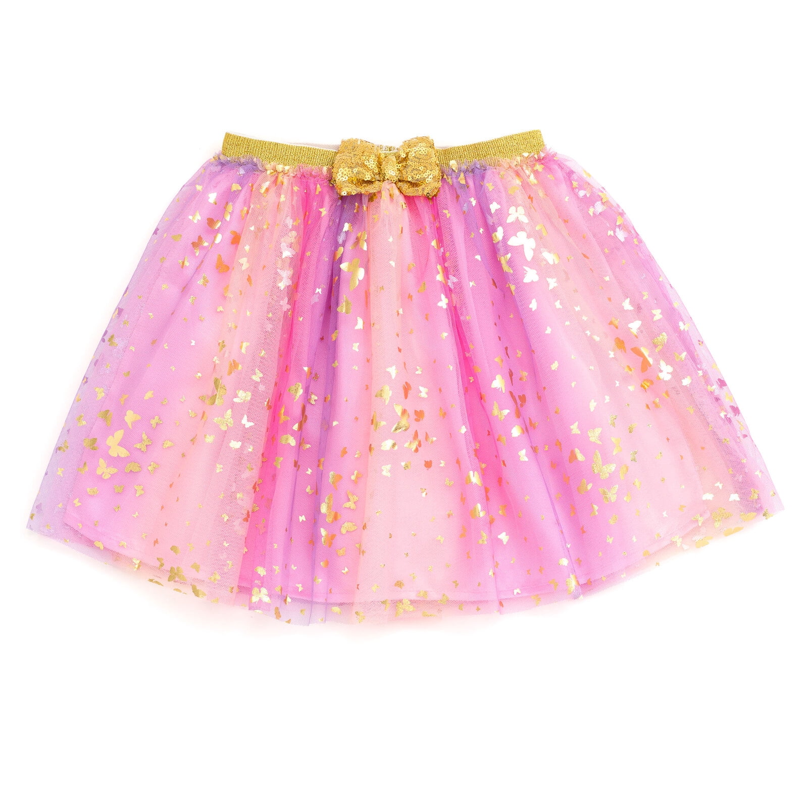 imagikids Butterfly Birthday Girl Outfit - Shirt, Tutu Skirt, Headband, & Satin Sash 4 Piece Clothing Set Toddler to Big Kid Sizes