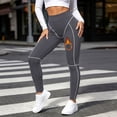 thumbnail image 4 of THNCYX Women Solid Color High Waisted Yoga Pants Raised Hips Leggings Small Leg Pants Full Length, 4 of 6