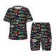 thumbnail image 1 of Balery Hand Drawn Colorful Fishes Conjunto de Pijama Infantil de Manga Corta con Estampado – Ropa de Dormir de Algodón Suave-4X-Large, 1 of 6