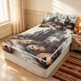 thumbnail image 3 of Erosebridal Spooky Haunted Castle Zipper Twin Comforter Sets with Fitted Sheet and 2 Pillowcases, Halloween Pumpkin Bat Zipper Bedding Set for Boys Girls, Orange Beige Black, Halloween Reversible, 3 of 7