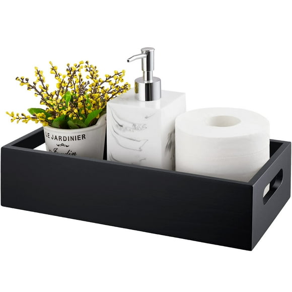 Cesta de baño ALELION de madera para tanque de baño, papel negro
