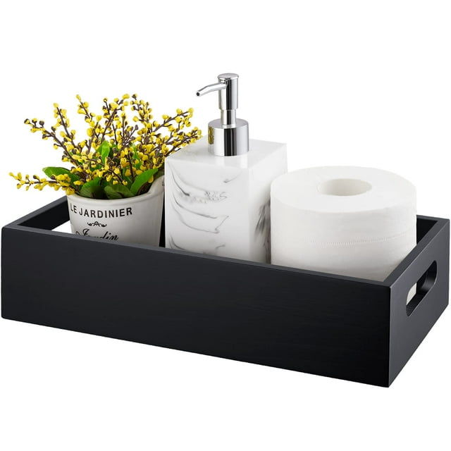 Cesta de baño ALELION de madera para tanque de baño, papel negro