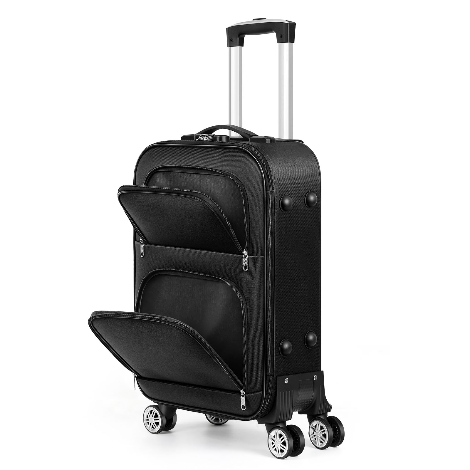 Soft-sided Fabric Luggage Roller Luggage Lightweight 20" Black