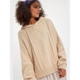 thumbnail image 4 of Sudadera con Capucha de Punto para Mujer, Suéter de Larga con Cable, Tops Casuales y Holgados Albaricoque S, 4 of 8