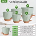 thumbnail image 5 of Behome Set of 5 Plant Pots, 5/5.5/6/6.5/7 Inch Flower Pot Indoor Self Watering Planters with Drainage Holes and Saucers, Modern Decorative Planter Pot for All House Plants, Green, 5 of 7