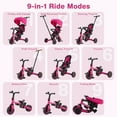 thumbnail image 4 of INFANS 9-in-1 Foldable Toddlers Tricycle, Converts Stroller to Balance Bike with Adjustable Push Handle, Canopy & Backrest, Pedal Conversion, Retractable Rear Wheels for 1-6 Years, 4 of 9