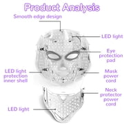 INSMART 7-Color LED Face Mask Light Therapy – Professional At-Home Skincare Device for Anti-Aging, Acne Relief & Skin Rejuvenation