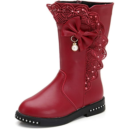 

Girl s Waterproof Lace Bowknot Side Zipper Fur Lined Tall Winter Boots (Toddler/Little Kid/Big Kid)