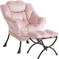 thumbnail image 2 of Rosa velvet lazy chair con ottoman, 400lb capacity, lounge chair con folding footrest y side pocket, perfect para sala de estar y dormitorio, 2 of 7