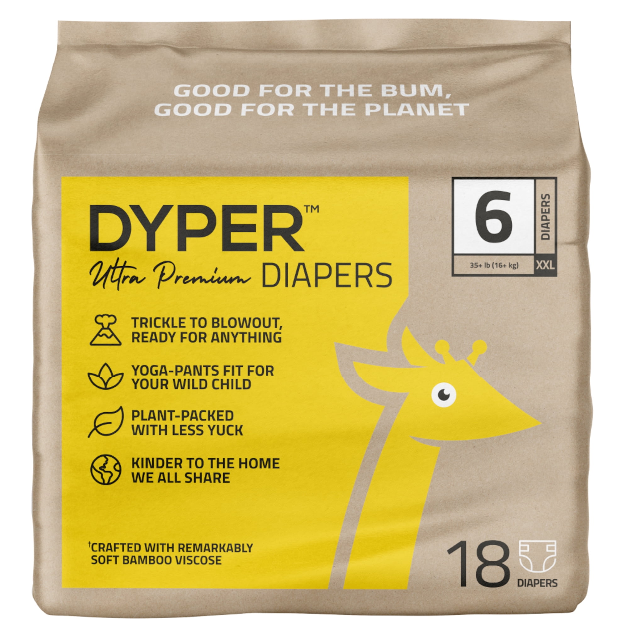 DYPER Ultra Premium Diapers Size 6, 18 Diapers (Select For More Options