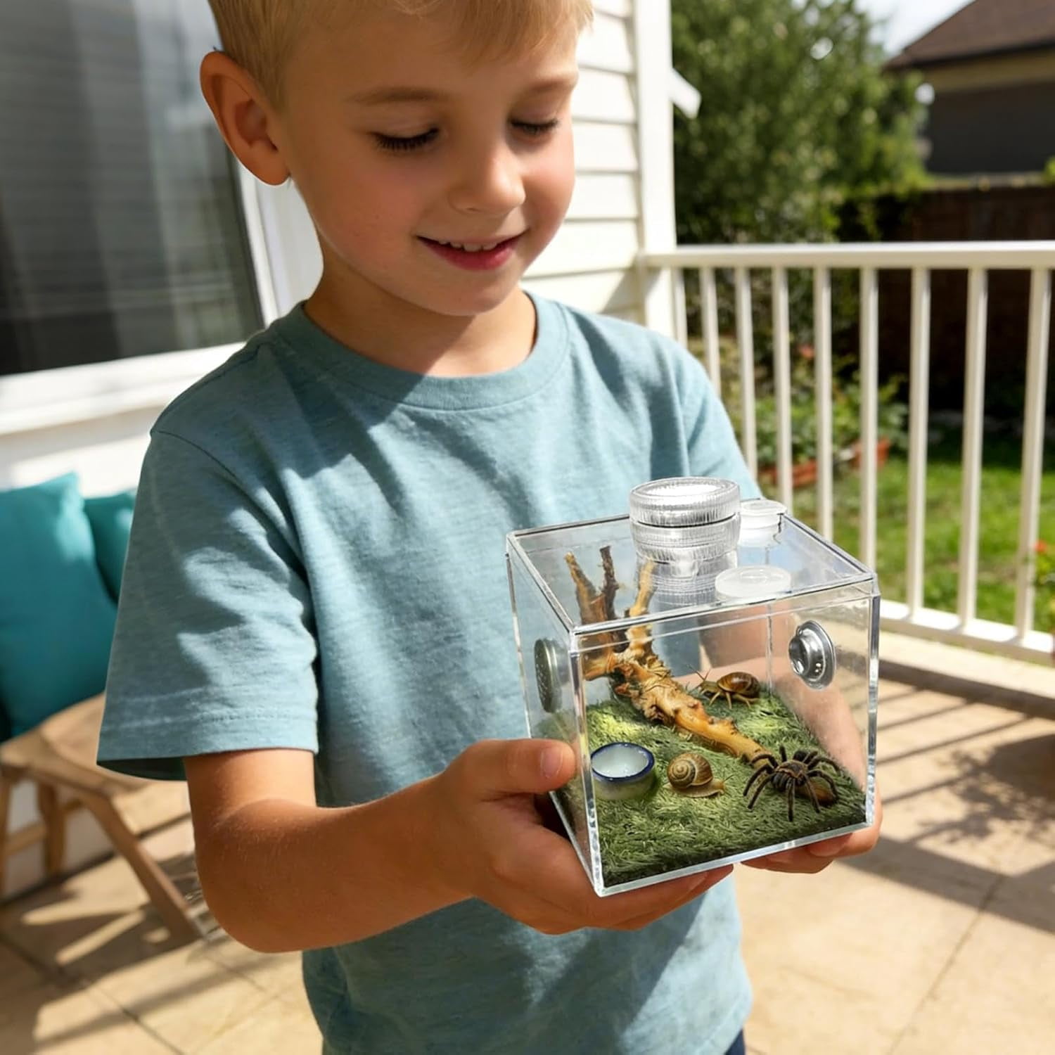 Acrylic Terrarium for Small Reptiles, Jumping Spider, Snail, Mantis