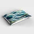 thumbnail image 2 of Ambesonne Nautical Pillow Sham, Swirling Huge Waves Boat, 26" X 20", Reseda Green Teal and Blue, 2 of 2