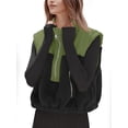 thumbnail image 2 of Sleeveless Fleece Sherpa Patchwork Vest Coat Women Winter Casual  Half Zipper Jacket Coat, 2 of 7