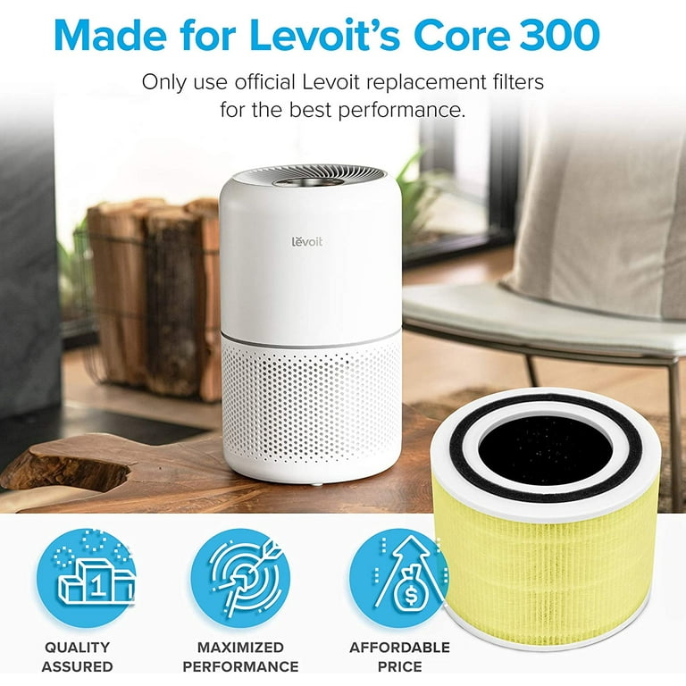 LEVOIT LV-H132 Air Purifier Replacement Filter, 3-in-1 Nylon Pre-Filter, 1  Pack & Core 300 Air Purifier Pet Allergy Replacement Filter