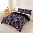 thumbnail image 3 of jejeloiu Dramatic Damask Duvet Cover Queen,Gothic Print Queen Bedding For Adults,Purple Black,Black Reversible,3-Piece,1 Duvet Cover and 2 Pillowcases, 3 of 6