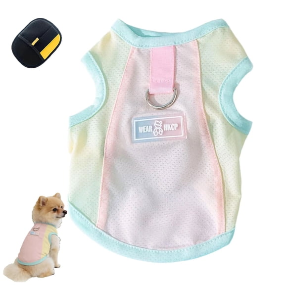 Summer Dog Cooling Vest with D-Ring - Dog T-Shirt Sun Protection, Breathable Mesh Shirt for Small Dogs & Cats, Lightweight Shirt for Bulldog Frenchie Dachshund