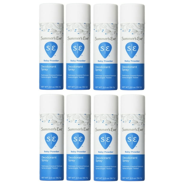 Summer's Eve Feminine Deodorant Spray, Baby Powder 2 oz (Pack of 8