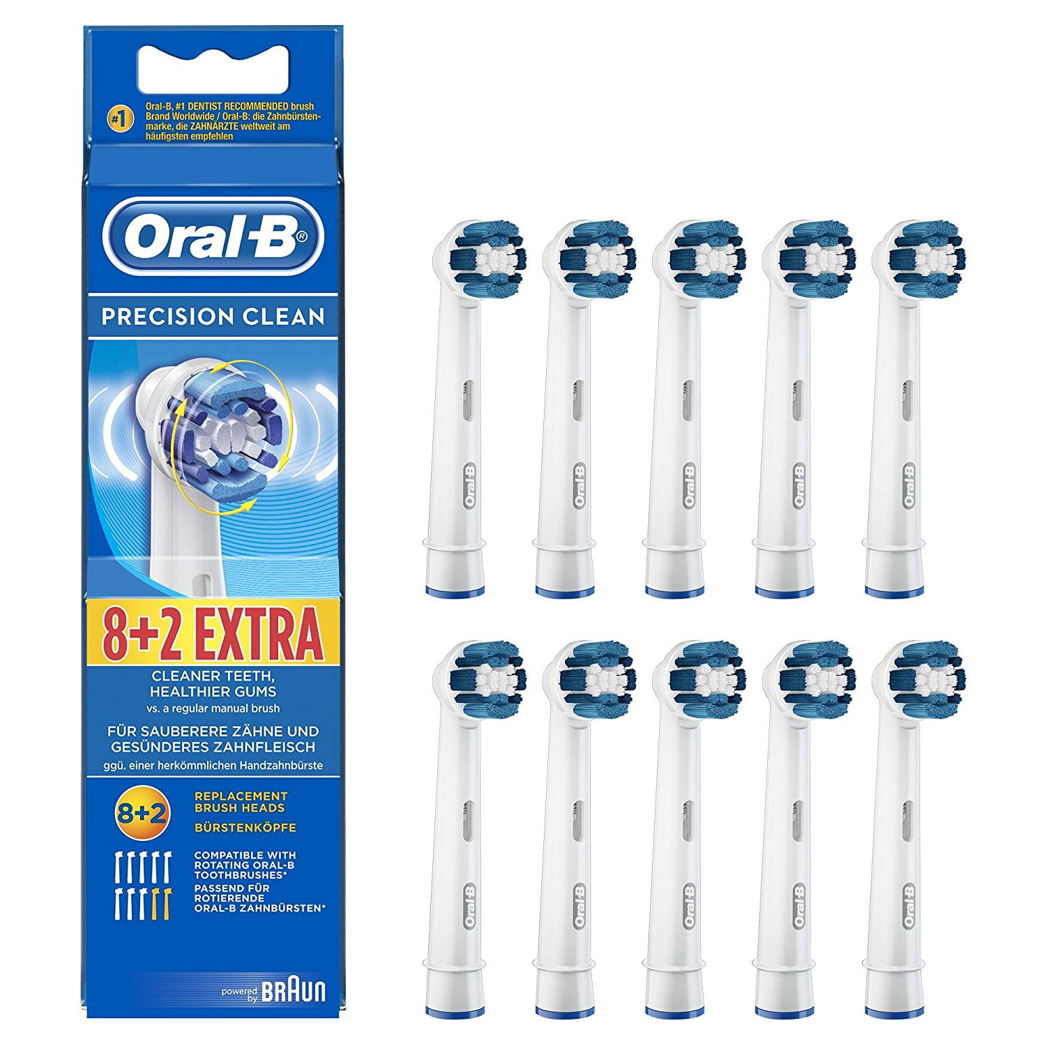 Original Braun Oral-B Precision Clean Replacement Toothbrush Heads 10 Count Walmart.com