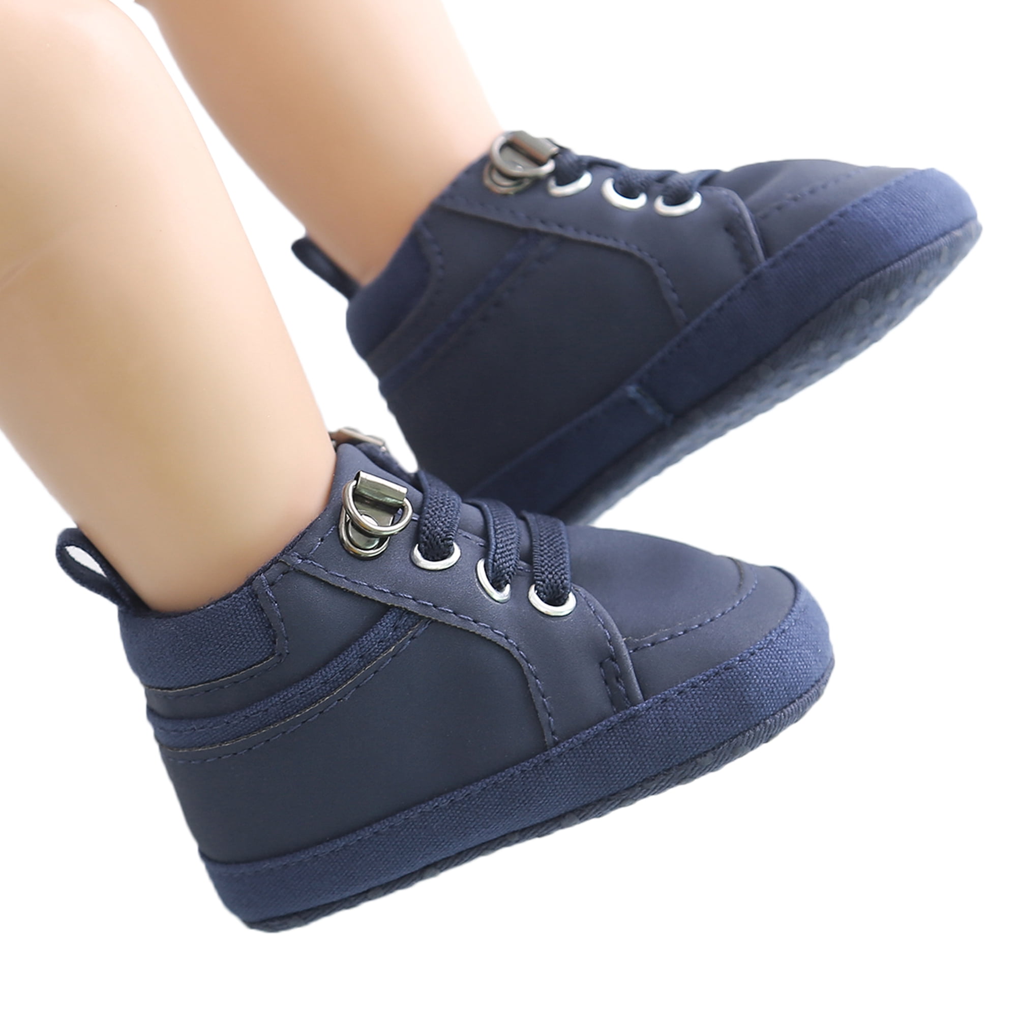 0-18M Newborn Baby Boy Soft Sole Crib Shoes Warm Boots Anti-slip Sneakers UK 